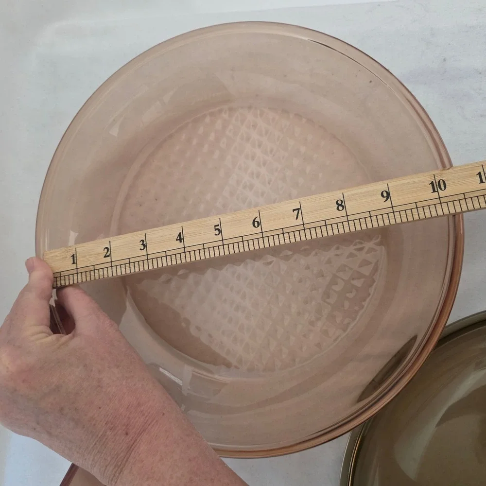 Vision Corning Amber Glass Skillet with Lid Vintage 10 Inch NWOT France